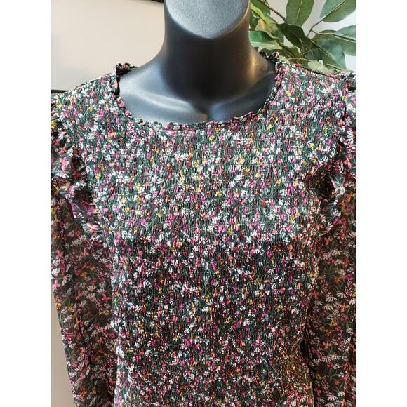 Draper James Long Maxi Dress Women's 3X Multicolor Floral Smocked Long Sleeve - Picture 11 of 15